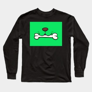 Dog Mouth With Bone Face Mask (Green) Long Sleeve T-Shirt